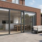 3-delige kunststof schuifpui bij een moderne woning